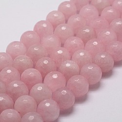 Chapelets de perles en quartz rose naturel, facette, ronde, 8mm, Trou: 1mm, Environ 44 pcs/chapelet, 14.9 pouce ~ 15.1 pouces