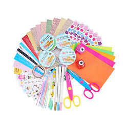 PandaHall Elite DIY Photo Album Scrapbook Crafts, Sticker, Photo Corners, Craft Punch, Water Chalk Pen, Decorative Adhesive Tapes, Paper, Craft Lace Scissors, Mixed Color, 20x10mm