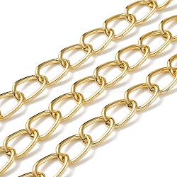 Оксидированные алюминиевые бордюрные цепи, несварные, с катушкой, золотые, 16x10.5x2 мм, около 98.43 фута (30 м) / рулон