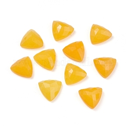 Natural White Jade Cabochons, Dyed, Faceted, Triangle, Gold, 10x10x5mm