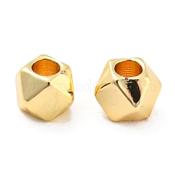 Perline in ottone, perline cubiche sfaccettate, vero placcato oro 14k, 2.5x2.5mm, Foro: 1 mm