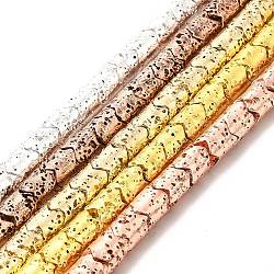 Fili di perle di roccia lavica naturale elettrodeposta, colonna, colore misto, 8x6.5mm, Foro: 1.4 mm, circa 60pcs/filo, 15.35~15.75 pollice (39~40 cm)