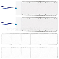 AHADEMAKER 10Pcs PVC Plasic Portable Credit Card Size Magnifying Lenses, with 2Pcs PVC 3X Page Magnifier Rulers, Clear, 85~190x55~65mm