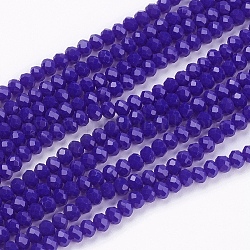 Chapelets de perle en verre opaque de couleur unie, jade d'imitation, facette, rondelle, violet, 3x2mm, Trou: 0.8mm, Environ 185~190 pcs/chapelet, 14.9~17.3 pouce (38~44 cm)
