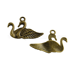 Tibetan Style Alloy Two Swan Pendants, Cadmium Free & Nickel Free & Lead Free, Antique Bronze, 20.5x28x2mm, Hole: 2.5mm, about 574pcs/1000g