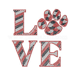 SUPERDANT Rhinestone Iron on Hotfix Transfer Decal Love Word Cat Paw Print Colorful Bling Patch Clothing Repair Applique T-Shirt Vest Shoes Hat Jacket Decor Clothing DIY Accessories