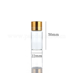 Bottiglie di vetro trasparente contenitori di perline, tubi per la conservazione delle perle con tappo a vite e tappo in alluminio, colonna, oro, 2.2x5cm, capacità: 10 ml (0.34 fl. oz)