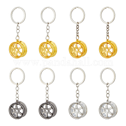 DICOSMETIC 8Pcs 4 Colors Wheel Rim Tyre Keychain Six Star Wheel Keychain Simulation Racing Tire Keychain Motorcycle Car Fans Keyring Alloy Auto Keychain for Crafts Purse Bag Decor