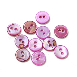 Кнопки пресноводных оболочки, 2-луночное, плоско-круглые, сиреневые, 9x1~2 мм, отверстие : 1.5 мм