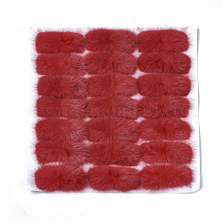 Rechteckdekoration aus Nerzpelz, Pom Pom Ball, für DIY Bowknot Haarschmuck Handwerk, rot, 8~8.5x3.7~4 cm, zu 21 Stk. / Karton