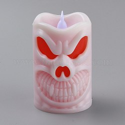 Luce del cranio principale della resina di halloween, candele per il tè, per la festa di halloween, batteria incorporata, roso, 97x69.5x59mm