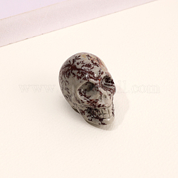 Natürliche dendritische Jaspis-Totenkopf-Figur als Dekoration, Energiesteinornamente, 40x25x27 mm