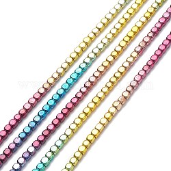 Fili di perline di ematite sintetica non magnetica con placca color arcobaleno, cubo, multicolore placcato, 4x4x4mm, Foro: 0.8 mm, circa 100pcs/filo, 15.55~16.14 pollice (39.5~41 cm)