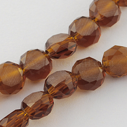 Mattglas Perlen Stränge, facettiert, Flachrund, Sattelbraun, 8x4~5 mm, Bohrung: 1 mm