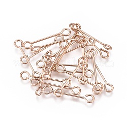 Ion Plating(IP) 304 Stainless Steel Eye Pins, Double Sided Eye Pins, Rose Gold, 16x3x0.5mm, Hole: 1.6mm