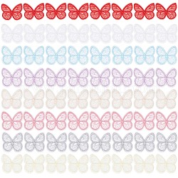 GORGECRAFT 64Pcs 8 Colors Butterfly Lace Trim Embroidery Butterflies Appliques Sew Iron On Patch Organza Patches Sewing Fabric Embellishments for Wedding Bridal Hair Clothes Dress Decor DIY Craft