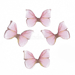 Двухцветный полиэстер ткань крылья украшения ремесла, для поделок ювелирные изделия серьги ожерелье заколка для волос украшение, крыло бабочки, розовые, 11x14 мм