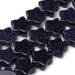 Chapelets de perles en pierre d'or bleue synthétique, étoiles du nord, 12x12x4~5mm, Trou: 1mm, Environ 20 pcs/chapelet, 8.26 pouce