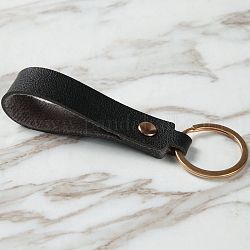Llavero de cuero pu con clip de cinturón de hierro para llaves, negro, 10.5x3 cm
