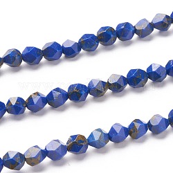 Perline turchesi linea oro sintetiche, perline rotonde con taglio a stella, sfaccettato, tinto, blu, 5.5~6mm, Foro: 1 mm,circa62pcs/filo, 15.16 pollici (38.5 cm)