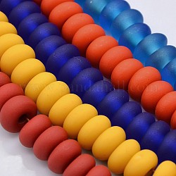 Handmade Frosted Lampwork Beads Strands, Rondelle, Mixed Color, 12x6mm, Hole: 2.5mm, about 60pcs/strand, 14.1inch