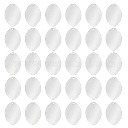 Colgantes de latón de élite pandahall, oval, estampar etiqueta en blanco, color plateado, 26x18x0.7mm, agujero: 1 mm, 30 unidades / caja