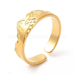 Chapado en iones (ip) 304 anillo de puño abierto de montaña de acero inoxidable para mujer, real 18k chapado en oro, nosotros tamaño 7 1/4 (17.5 mm)