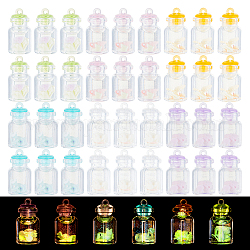 Ahadermaker 36шт 6 цвета светящиеся пластиковые подвески, с полимерной глиной внутри, подвески для бутылок, разноцветные, 28.5x14.5 мм, отверстие : 1.8 мм, 6 шт / цвет