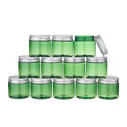プラスチック化粧品クリームジャー  空の詰め替え可能なボトル  アルミキャップで  グリーン  4.95x4.8cm  容量：50g
