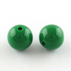 Bubblegum Perline rotondo acrilico grosso, perline opache, verde mare, 20mm, Foro: 2.5 mm, circa 105pcs/500g