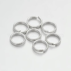 Anelli spezzati in ottone, anelli di salto a doppio anello, colore argento placcato, 6x1.5mm, Foro: 1 mm, circa  5mm diametro interno, singolo filo: 0.5mm, circa 480pcs/50g