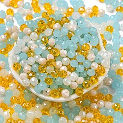 Perles en verre, facette, rondelle, Aqua, 6x5mm, Trou: 1mm, environ 2360 pcs/500 g