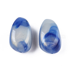 Perles acryliques opaques, Couleur de deux tons, avec de la poudre de paillettes, larme, bleu, 25x18.5x17.5mm, Trou: 2mm, environ 115 pcs/500 g