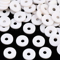 Eco-Friendly Handmade Polymer Clay Beads, Disc/Flat Round, Heishi Beads, Misty Rose, 8x0.5~1mm, Hole: 2mm, about 13000pcs/1000g