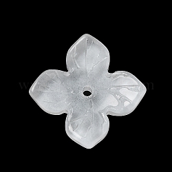 Tappi di perle di vetro, fiore di ortensia, bianco, 17x17x4mm, Foro: 1.4 mm