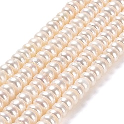 Brins de perles de culture d'eau douce naturelles, Note 5 un, rondelle, papayawhip, 6~7x4~4.5mm, Trou: 0.8mm, Environ 88 pcs/chapelet, 14.09'' (35.8 cm)