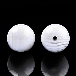 Perles de résine à rayures, poudre de paillettes, ronde, blanc, 16mm, Trou: 2~2.4mm