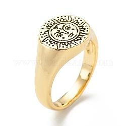 Anello con sigillo in ottone per donna, oro, modello del sole, 3~11.5mm, misura degli stati uniti 6 (16.5mm)