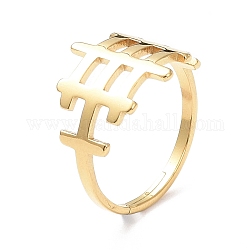 Ионное покрытие (ip) 304 полое прямоугольное регулируемое кольцо из нержавеющей стали для женщин, золотые, размер США 6 1/4 (16.7 мм)