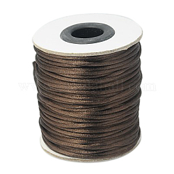 Nylon Cord, Satin Rattail Cord, for Beading Jewelry Making, Chinese Knotting, Coconut Brown, 2mm, about 50yards/roll(150 feet/roll)