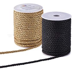 Fil de nylon milan, fil torsadé, verge d'or foncée et noire, 5mm, environ 18~19 mètre / rouleau (16.4m ~ 17.3m / rouleau), 2colors, 1roll / couleur, 2 rouleaux / set