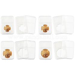 Caja de almacenamiento de monedas de plástico pandahall elite 8pcs 4 estilos, Rectángulo, blanco, 84.5x59x8mm, diámetro interior: 24~38 mm, 2 piezas / style