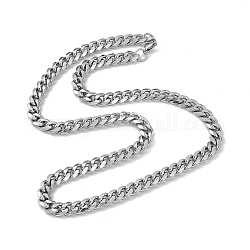 201 collar de cadena de eslabones cubanos de acero inoxidable con 304 cierres de acero inoxidable para hombres y mujeres, color acero inoxidable, 23.86 (60.6 cm), link: 11x9x2.5 mm