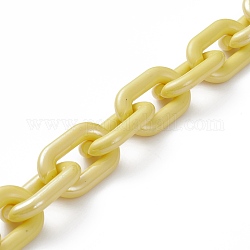 Handmade Opaque Acrylic Cable Chains, for Handbag Chain Making, Yellow, Links: 31x19x5mm, 39.37 inch(1m)/strand