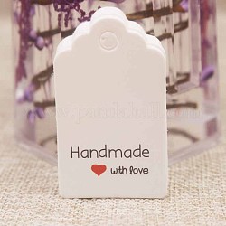 紙ギフトタグ  hange tags  美術工芸用  結婚式のための  バレンタイン・デー  愛を込めて手作りという言葉の長方形  ホワイト  50x30x0.4mm  穴：5mm