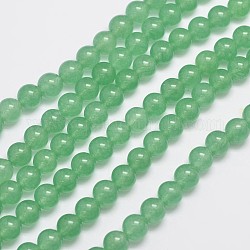Natural & Dyed Malaysia Jade Bead Strands, Imitation Green Aventurine, Round, Medium Sea Green, 8mm, Hole: 1.0mm, about 48pcs/strand, 15 inch