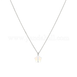 Collar de cadena tipo cable de acero inoxidable, collar con colgante de opalita estrella para mujer, 17-3/4 pulgada (45 cm)