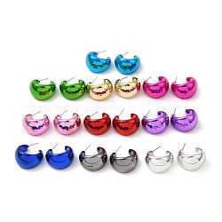 Boucles d'oreilles en acrylique arc, boucles d'oreilles demi-créoles avec 316 épingle en acier inoxydable chirurgical, couleur mixte, 27x18.5mm
