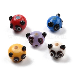 Perline murano fatto a mano, testa panda, colore misto, 10~11x11~15x11~13mm, Foro: 2.6~2.8 mm