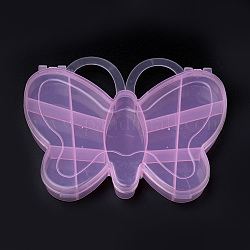 Schmetterling Kunststoff-Kügelchen Lagerbehälter, 13 Fächer, rosa, 11.2x13.8x1.9 cm